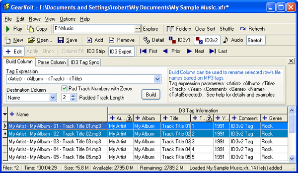 Column (ID3 Tag) Builder Interface